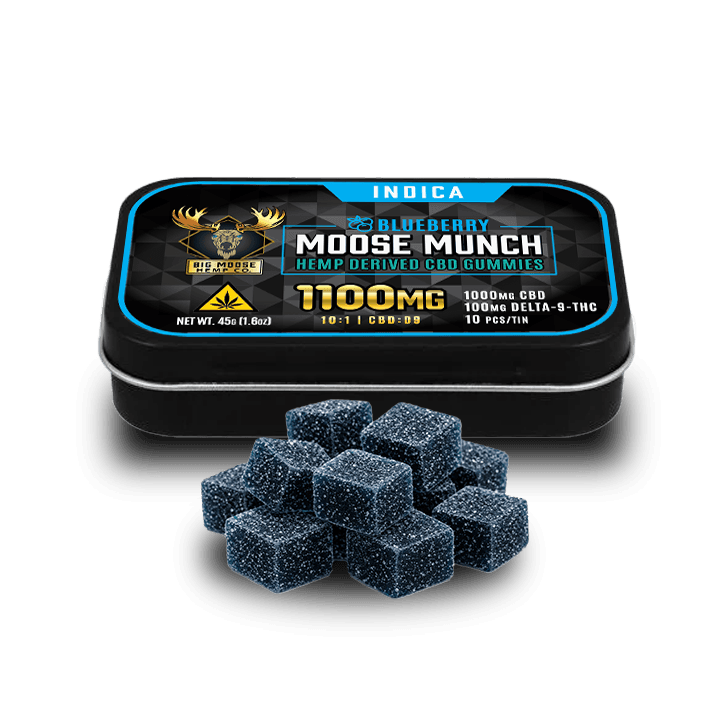 Moose Munch - 1100mg: 100mg D9 + 1000mg CBD - Indica Blueberry gallery image